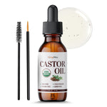 BodyJ4You Organic Castor Oil - Pure 100% USDA Certified Cold Pressed - Natural Hair Growth Eyelashes Eyebrows Veganic - Rich Hydration Healthy Skin Moisturizer Lash Serum Brow