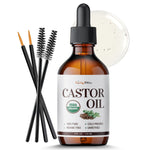 BodyJ4You Organic Castor Oil - Pure 100% USDA Certified Cold Pressed - Natural Hair Growth Eyelashes Eyebrows Veganic - Rich Hydration Healthy Skin Moisturizer Lash Serum Brow