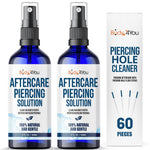 Piercing Aftercare Spray - Saline Cleaning Solution Nose Belly Ear Piercing Cleaner - Wound Wash Keloid Treatment Piercing Bump Removal - Sea Salt Aloe Rosemary - Mist 4 Fl Oz (120ml)