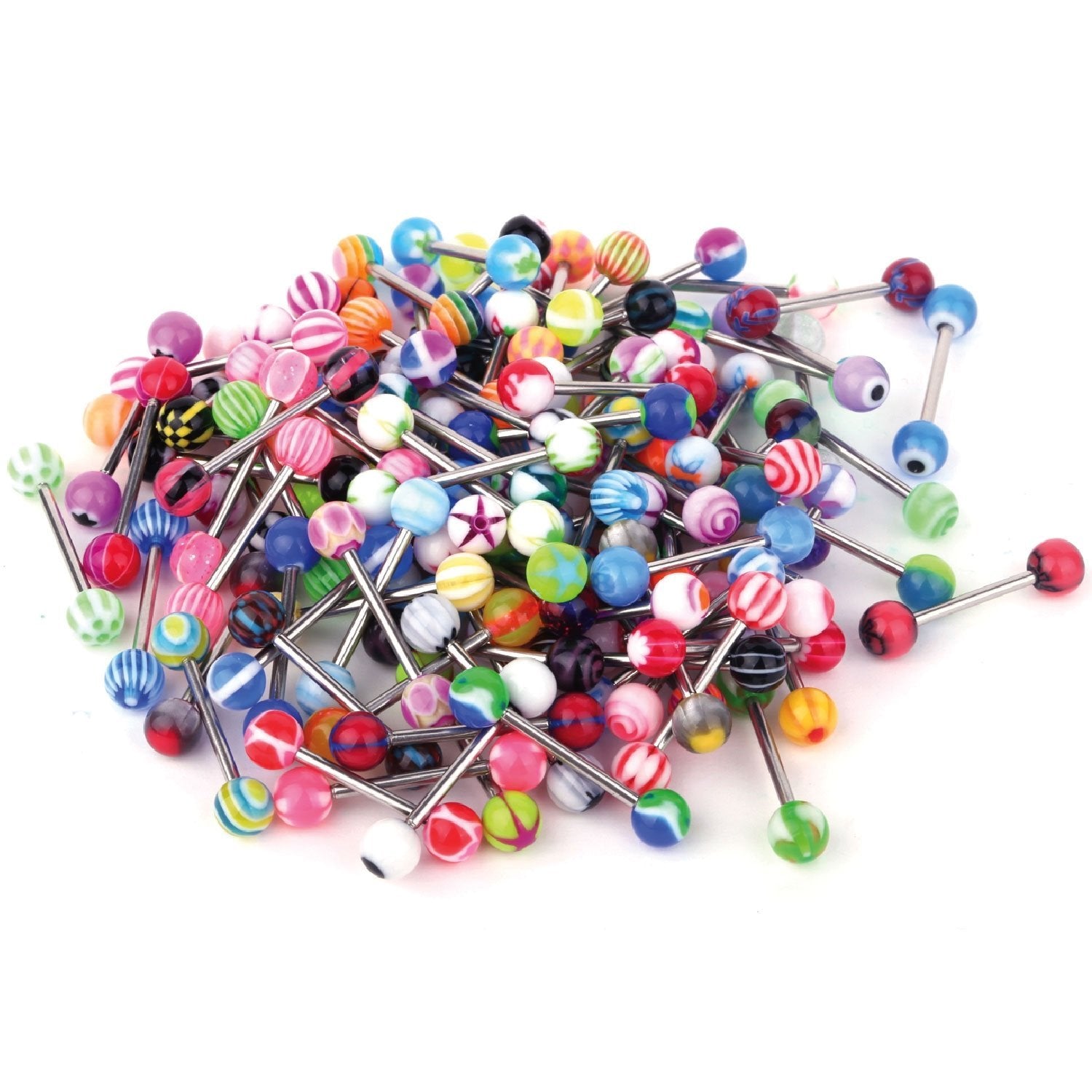 5/10X 14G Flexible Silicone Bar Steel Ball Barbell Tongue Ring Nipple  Piercing