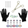 15PC PRO Body Piercing Kit Stainless Steel 14G Double CZ Belly Navel Ring Banana Bar Jewelry - BodyJ4you