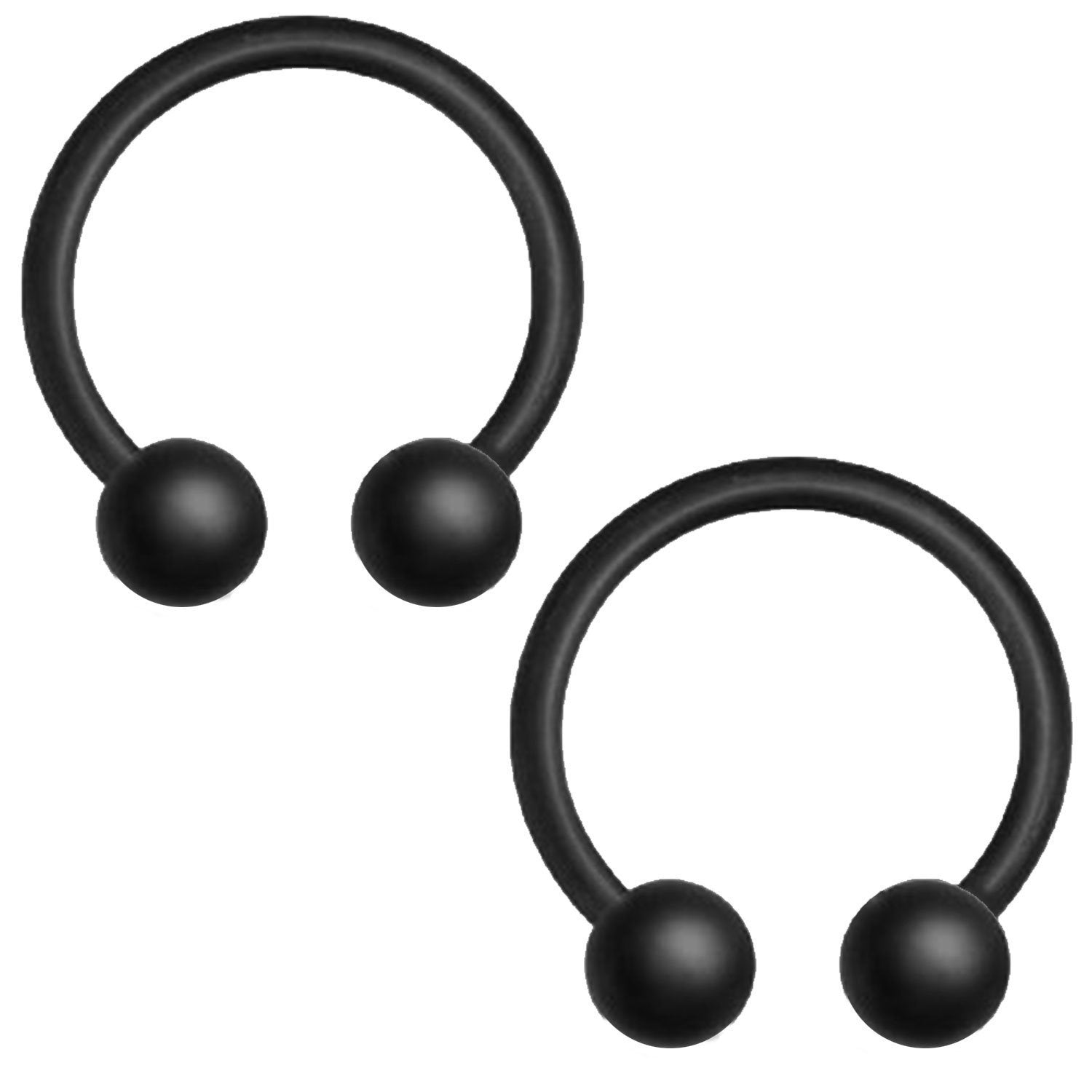 2PC Horseshoe Circular Barbell Matte Black Steel 14G-16G CBR Nose Nipp –  BodyJ4you