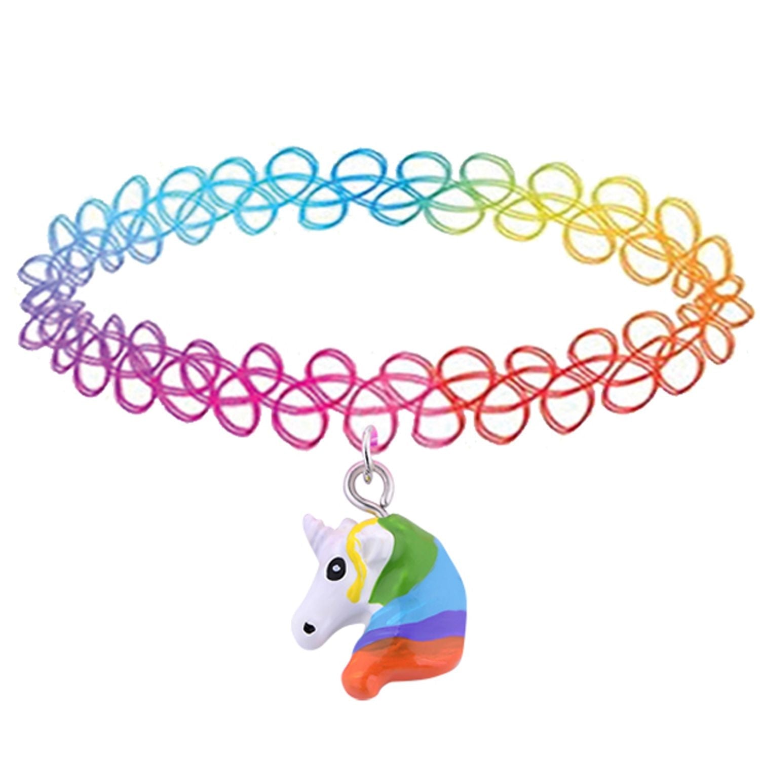 BodyJ4You 2pc Tattoo Choker Necklace Set - 90s Accessories Women Teen Girls Kids - Rainbow Pendant Charm - Summer Style Gift Idea