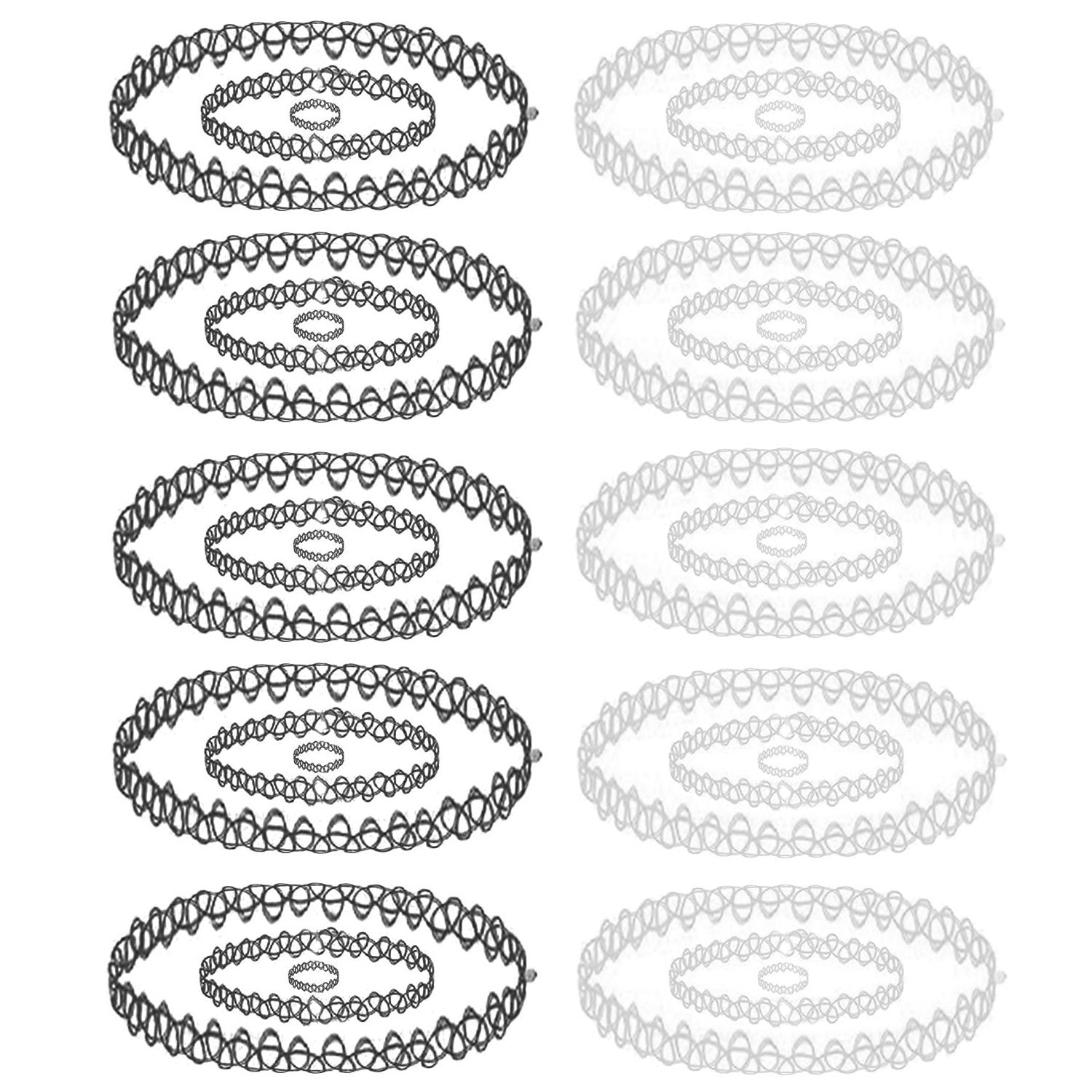 30PC Choker Necklace Bracelet Ring Set Multicolor Stretch Elastic
