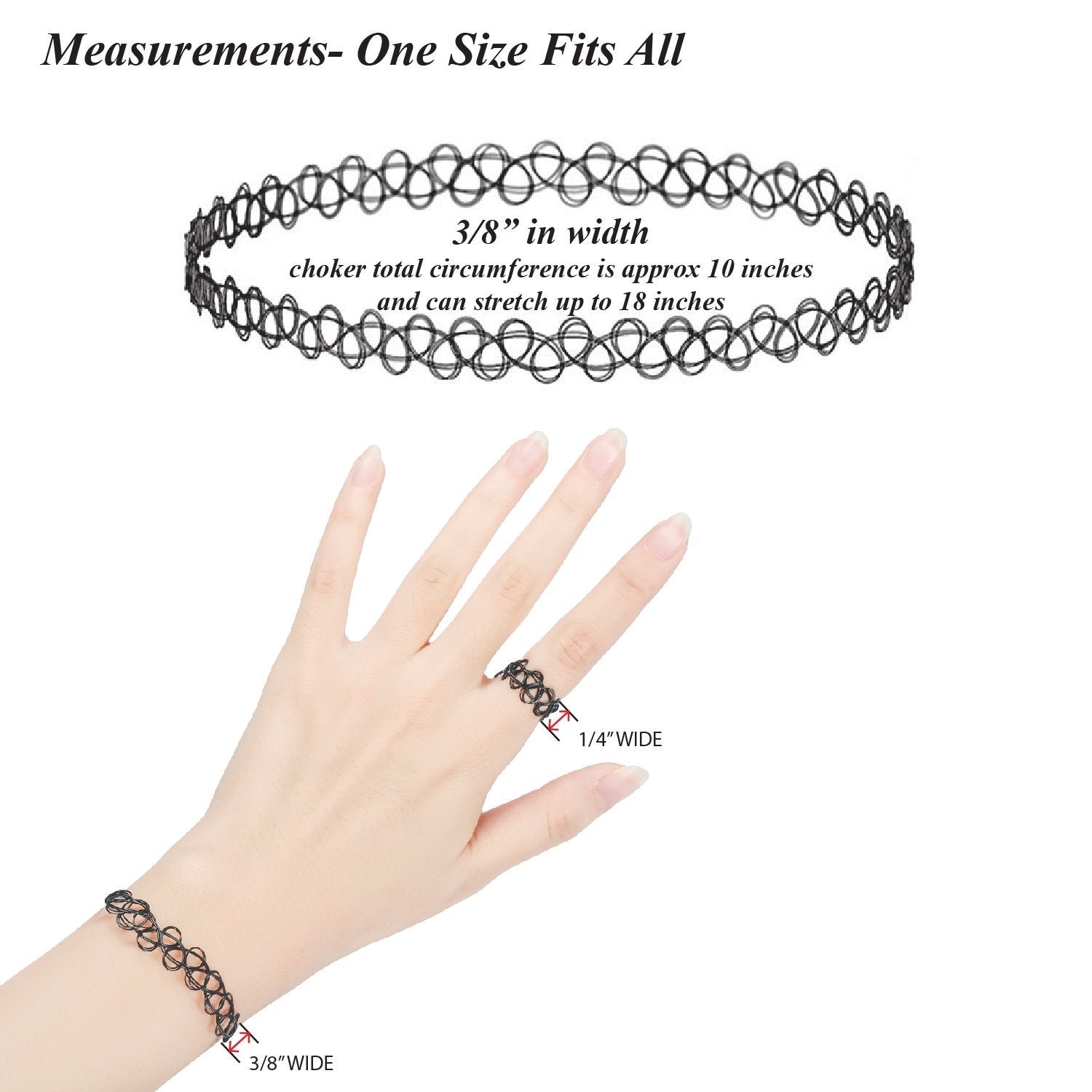 30PC Choker Necklace Bracelet Ring Set Multicolor Stretch Elastic 