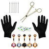 15PC PRO Body Piercing Kit Stainless Steel 14G Double CZ Belly Navel Ring Banana Bar Jewelry