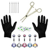 15PC PRO Body Piercing Kit Stainless Steel 14G Double CZ Belly Navel Ring Banana Bar Jewelry