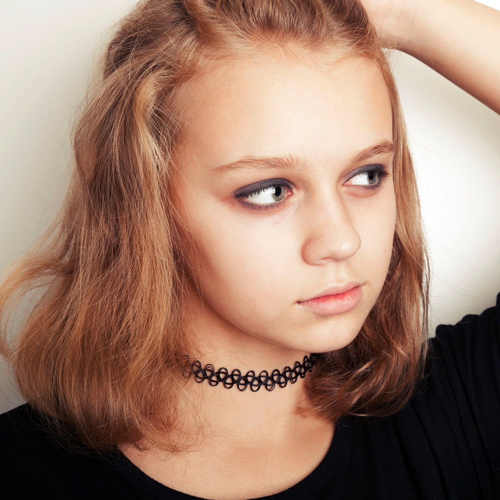 Studded Black Choker Necklace, Silver Studded Leather Choker, Black Leather Chokers  for Women Teens and Girls, Unisex Jewelry 