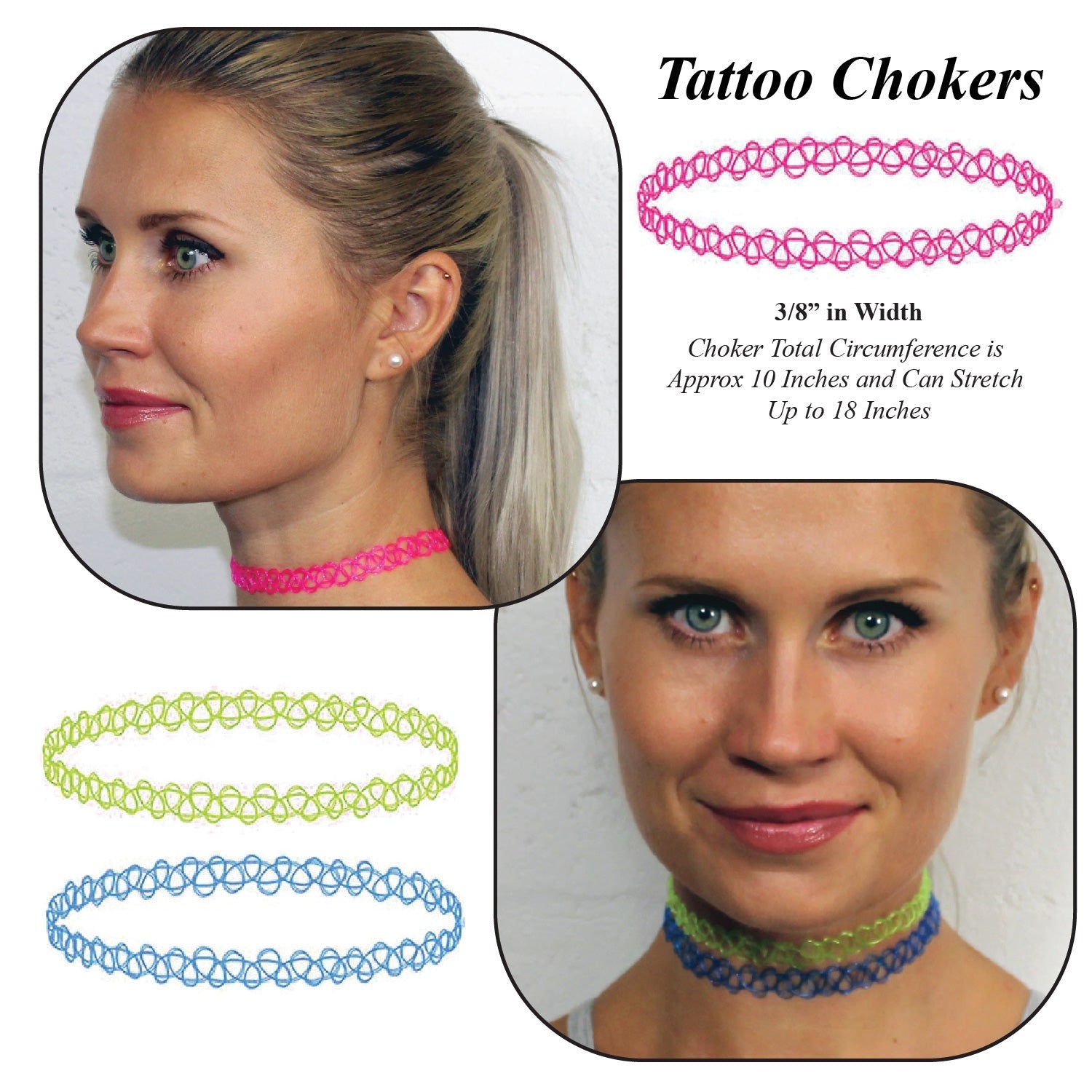 12PC Tattoo Choker Necklace Set - 90s Accessories Women Teen Girls Kid –  BodyJ4you