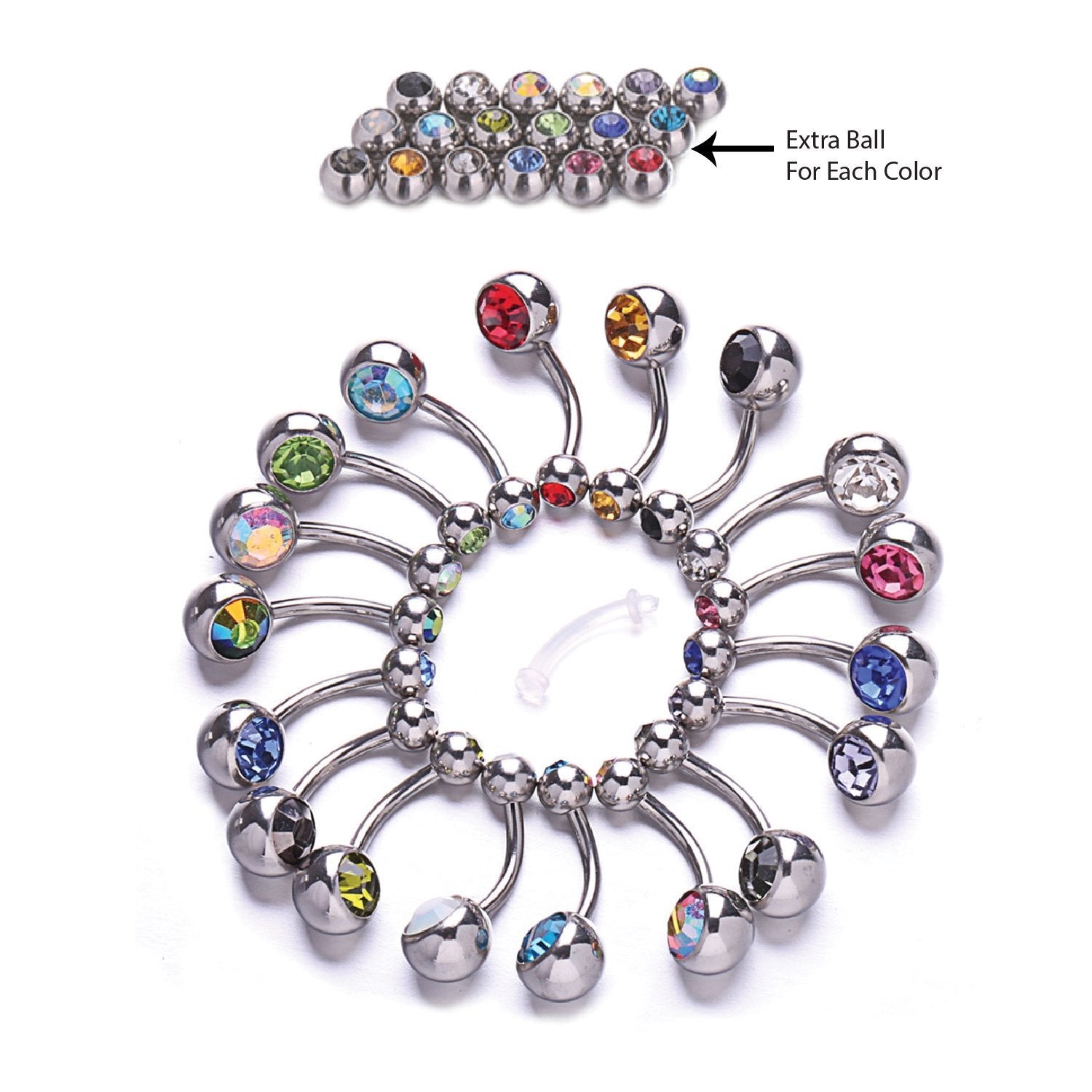 BodyJ4You 5PC Belly Button Rings 14G Stainless Steel CZ Women Navel Body  Piercing Jewelry Set