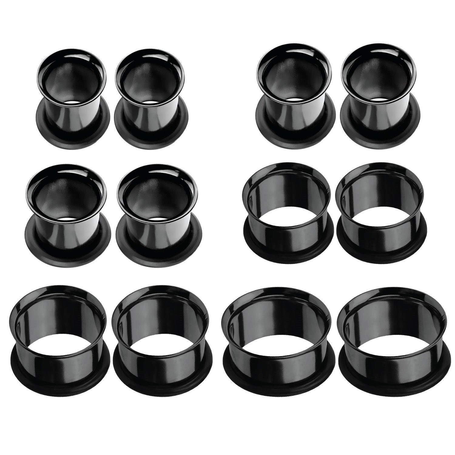18PC Tunnel Kit Ear Plugs Stretching Set 14G-00G Stainless Steel