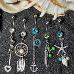 BodyJ4You Belly Button Rings Flower Seashell Nautical Steel Banana Bar 14G Girl Women Navel Piercing - BodyJ4you