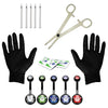 15PC PRO Body Piercing Kit Stainless Steel 14G Double CZ Belly Navel Ring Banana Bar Jewelry