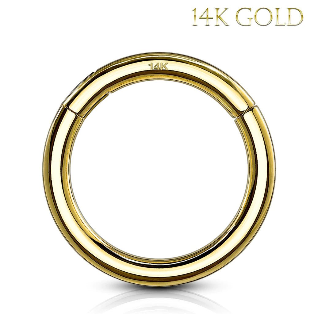 14K Gold Seamless Hinged Clicker Ring - Cartilage, Daith, Nose, Septum
